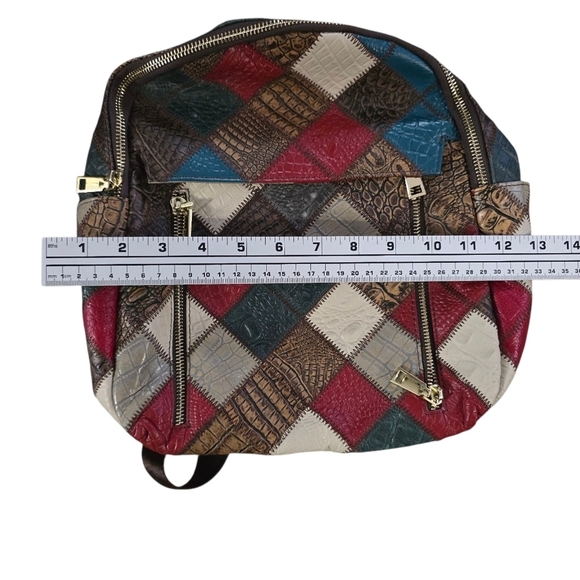 Cobbler Legend Colorful Patchwork Leather Backpack Retro Purse Bag main image 4